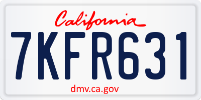 CA license plate 7KFR631