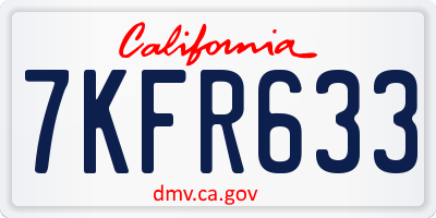 CA license plate 7KFR633