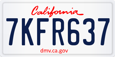 CA license plate 7KFR637