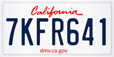 CA license plate 7KFR641