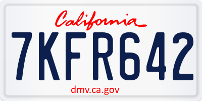 CA license plate 7KFR642