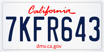 CA license plate 7KFR643