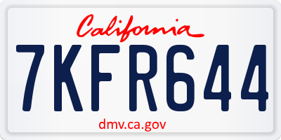 CA license plate 7KFR644