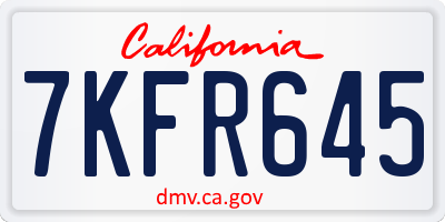 CA license plate 7KFR645