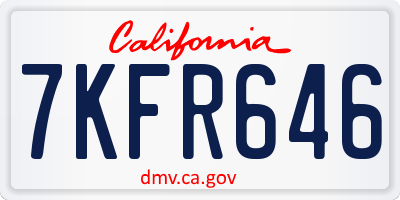 CA license plate 7KFR646
