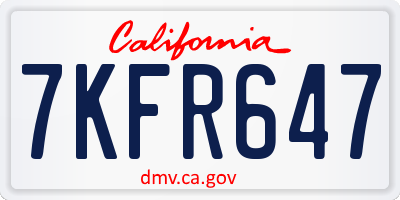 CA license plate 7KFR647