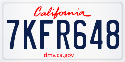CA license plate 7KFR648