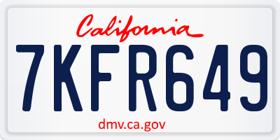 CA license plate 7KFR649