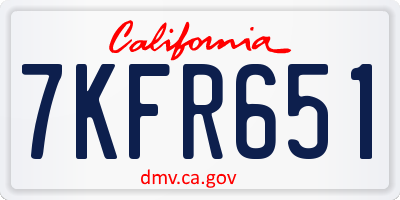 CA license plate 7KFR651