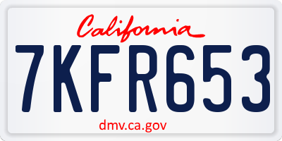 CA license plate 7KFR653