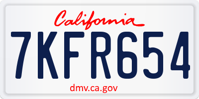 CA license plate 7KFR654