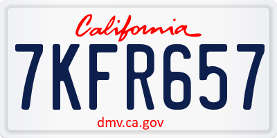 CA license plate 7KFR657