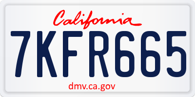 CA license plate 7KFR665