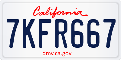 CA license plate 7KFR667