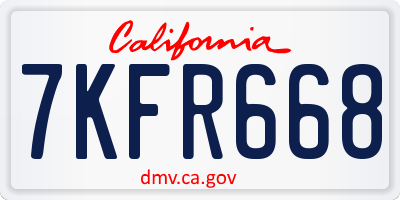 CA license plate 7KFR668