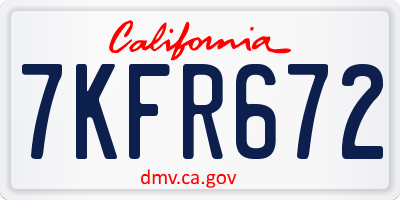 CA license plate 7KFR672