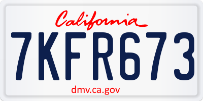 CA license plate 7KFR673