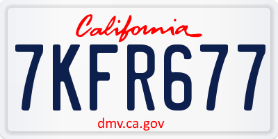 CA license plate 7KFR677