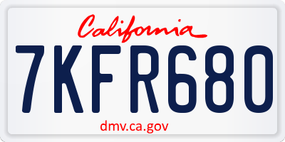 CA license plate 7KFR680