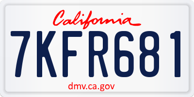 CA license plate 7KFR681
