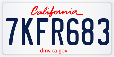 CA license plate 7KFR683