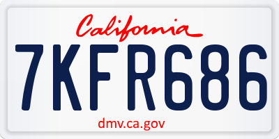 CA license plate 7KFR686