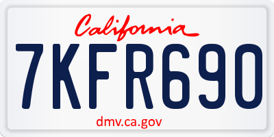 CA license plate 7KFR690