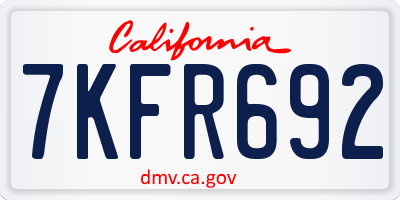 CA license plate 7KFR692