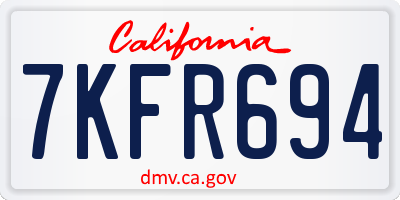 CA license plate 7KFR694