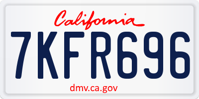 CA license plate 7KFR696