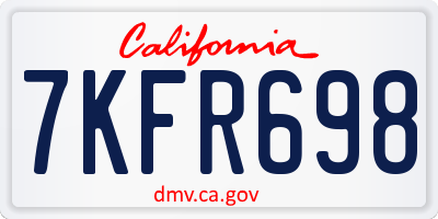 CA license plate 7KFR698