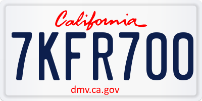 CA license plate 7KFR700
