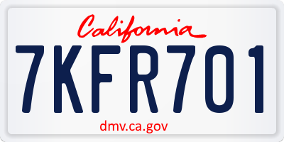 CA license plate 7KFR701
