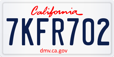 CA license plate 7KFR702