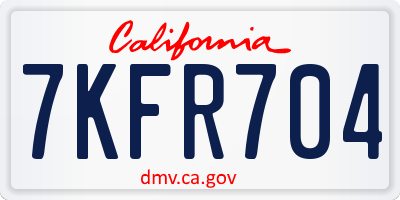 CA license plate 7KFR704