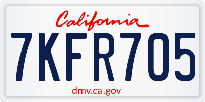 CA license plate 7KFR705