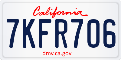 CA license plate 7KFR706