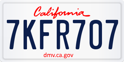 CA license plate 7KFR707