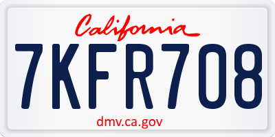 CA license plate 7KFR708