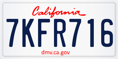 CA license plate 7KFR716
