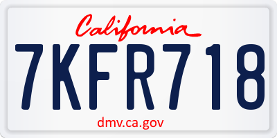 CA license plate 7KFR718