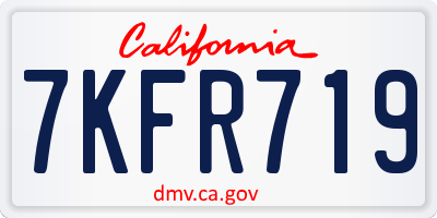 CA license plate 7KFR719