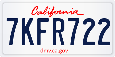 CA license plate 7KFR722