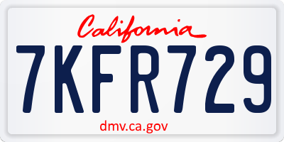 CA license plate 7KFR729