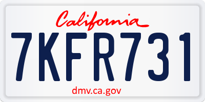 CA license plate 7KFR731
