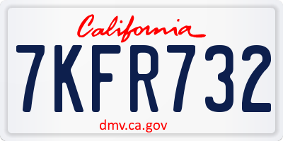 CA license plate 7KFR732