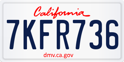 CA license plate 7KFR736