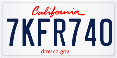 CA license plate 7KFR740