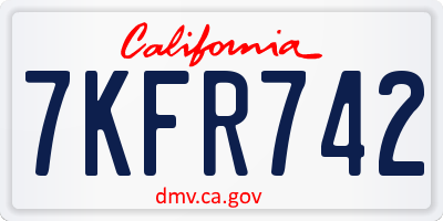 CA license plate 7KFR742