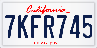 CA license plate 7KFR745